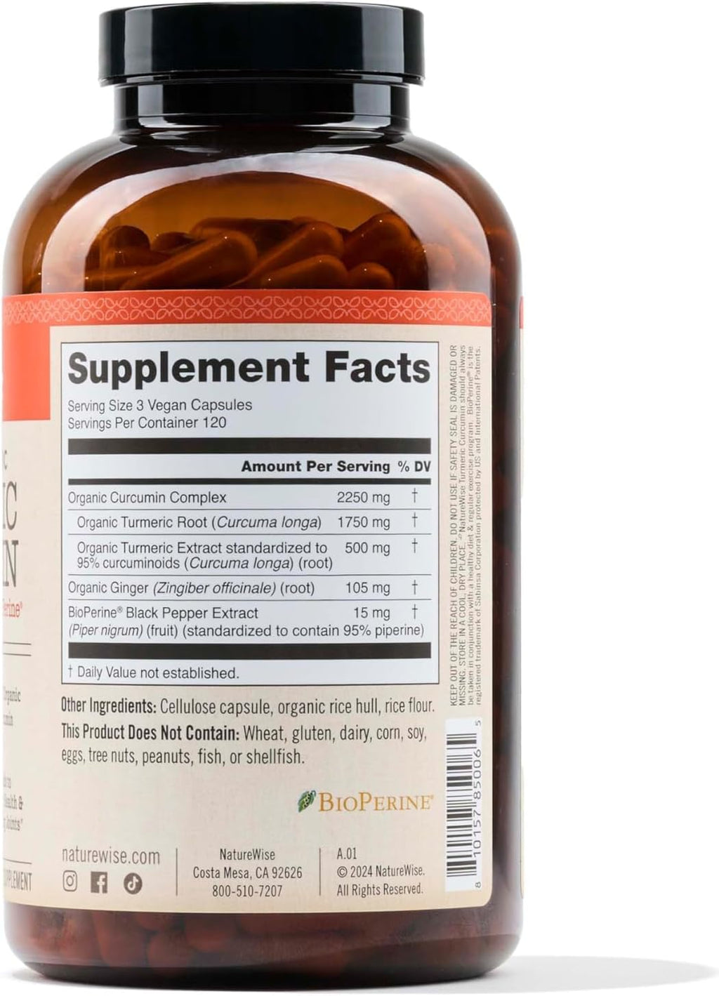 NatureWise Curcumin Turmeric 2250mg - 95% Curcuminoids & BioPerine Black Pepper Extract for Advanced Absorption - Daily Joint and Immune Health Support - Vegan, Non-GMO, 360 Count[120-Day Supply]