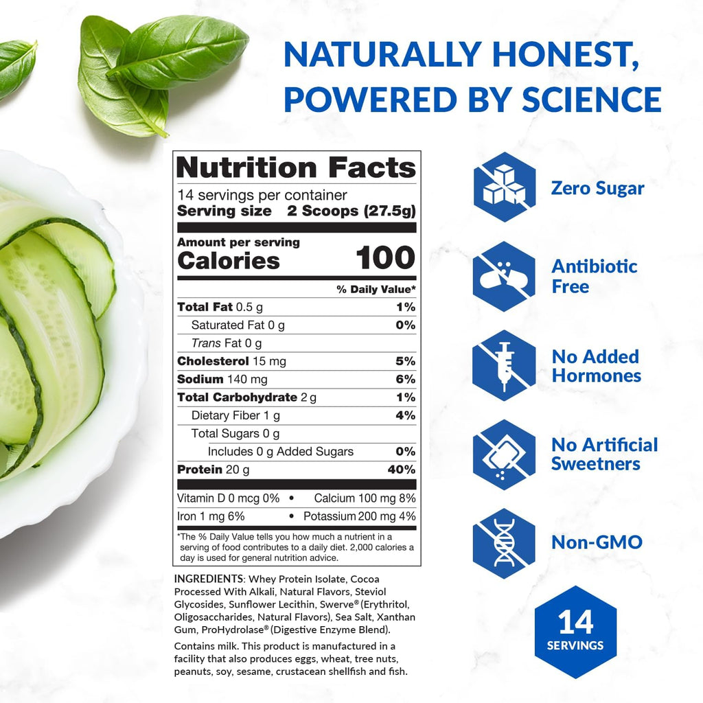 BioTrust Low Carb Lite, 20 Grams of Grass-Fed Whey Protein Isolate, 100 Calories, ProHydrolase Digestive Enzymes, Non-GMO, Free from Soy and Gluten, rBGH-Free (14 Servings) (Chocolate Ice Cream)