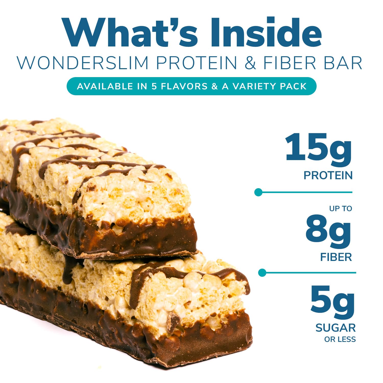 Wonderslim High Fiber Protein Bars, Fluffy Lemon Crisp | 15g Protein, 8g Fiber | Low Sugar, Low Carb | Healthy Indulgence | Satisfying, Supports Energy & On-the-Go Convenience, 7 Pack