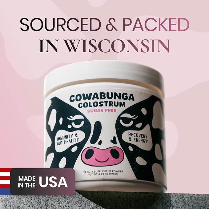 SonoHealth Cowabunga Colostrum - Premium, Pure & Unaltered Colostrum Powder Supplement - for Immune Support, Gut Health, Muscle Support & Wellness - Kosher & Halal Certified Calostro