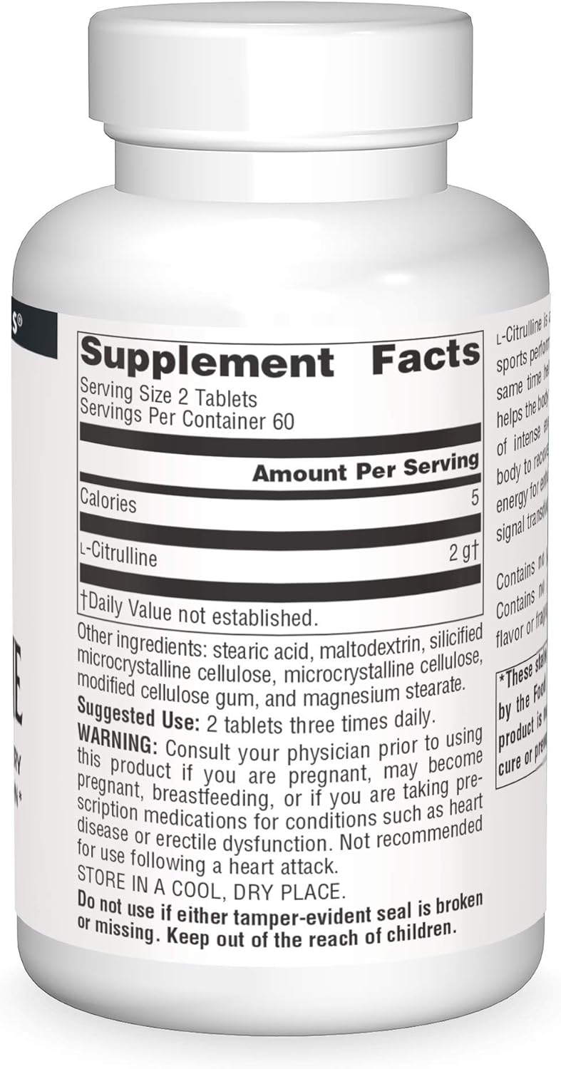Source Naturals L-Citrulline 1000mg - Nitric Oxcide Booster - 120 Tablets