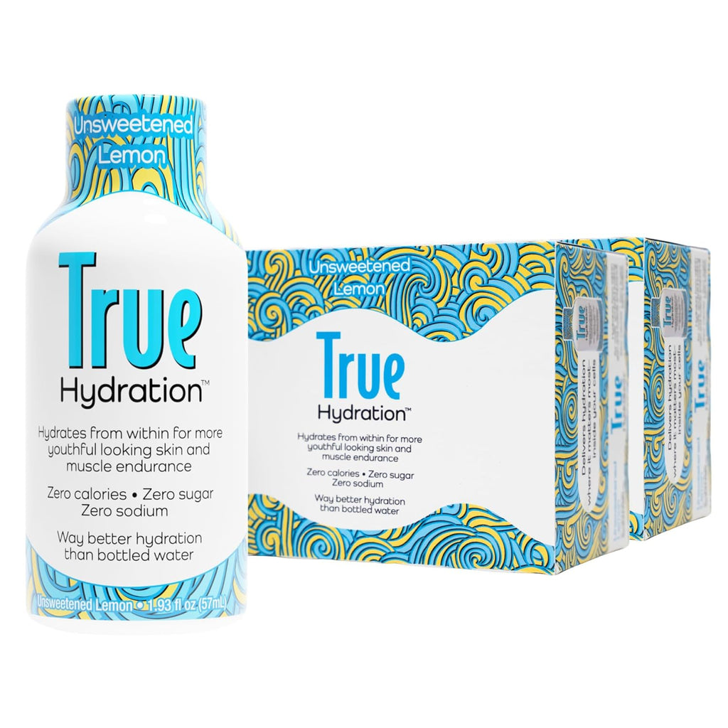 True Hydration Shots Unsweetened Lemon Flavor – 24 Pack of 1.93 fl oz Shots – Electrolytes – Amino Acids – Zero Sugar – Zero Sodium – Vegan – Gluten-Free Hydration