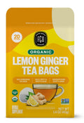 FGO Organic Lemon Ginger Tea, 20 Count, Eco-Conscious Herbal Tea Bags, Resealable Bag, Caffeine Free, Packaging May Vary (Pack of 1)