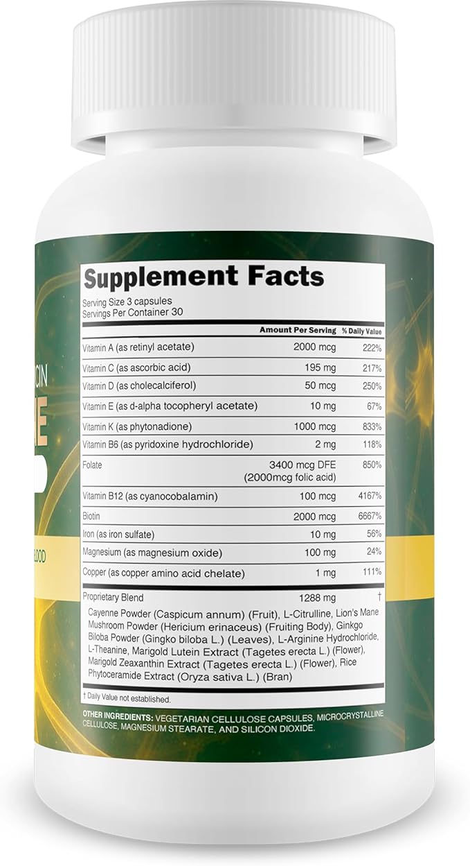 Okinawa Capsaicin Cayenne Nerve Flo - Our Best Neuropathy, Memory, & Pressure Supplement - Nervous System Support Cayenne Pepper Supplement - Okinawa Capsaicin For Neuropathy And Healthy Nerve Flow