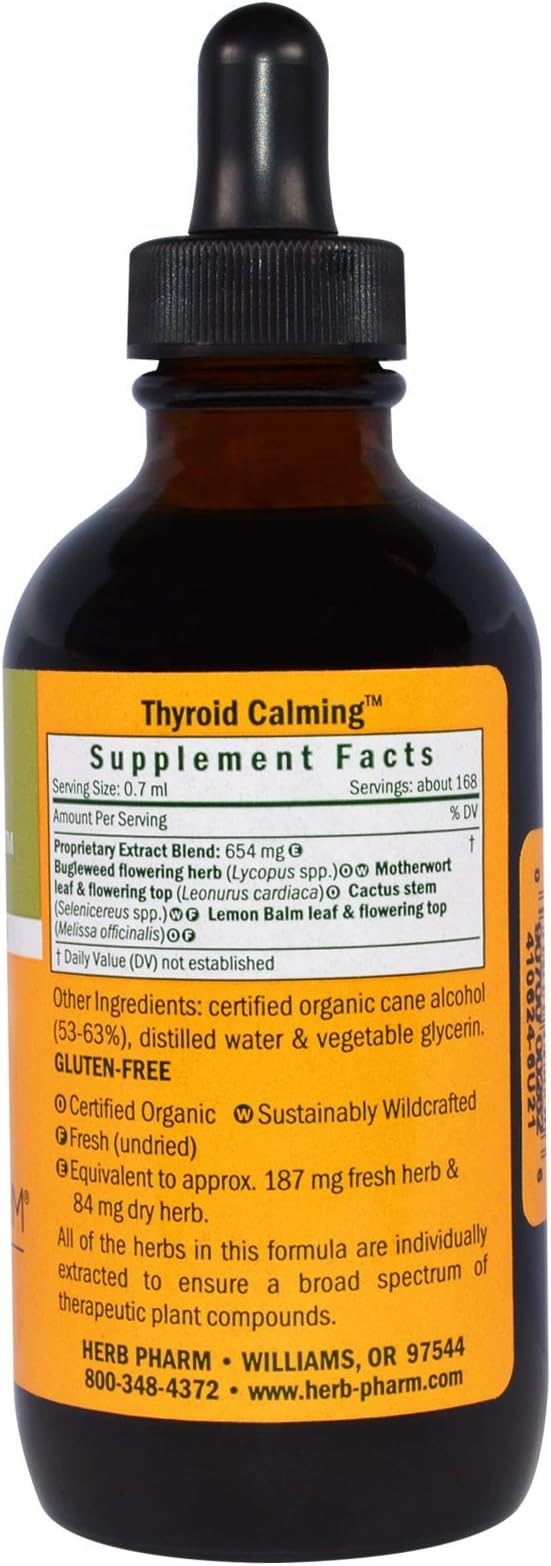 Herb Pharm Thyroid Calming Liquid Formula: Motherwort & Bugleweed Herbal Extract, Endocrine Support Tincture for Natural Endocrine Balance, Non-GMO Herbal Thyroid Calming Supplement, 4 oz*