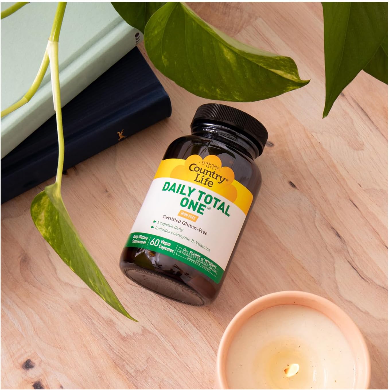 Country Life Daily Total One Multivitamin, Iron Free Once a Day Multivitamin & Multimineral Complex, Vitamins A, C, D, Including Coenzyme B-Vitamins, Supports Energy Metabolism, 60 Vegan Capsules