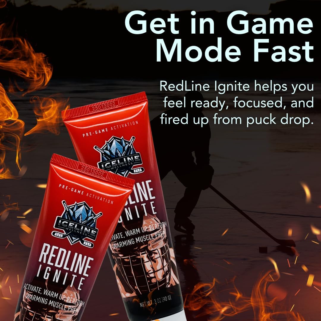 Redline Ignite – Warm-Up Muscle Rub for Hockey Players – Pre-Game Joint & Muscle Activation Cream – 3 oz