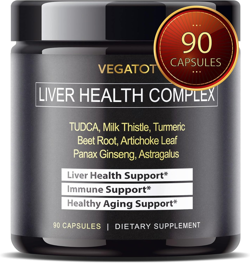 VEGATOT Liver Health Complex Formula **USA Made and Tested** High Potency with TUDCA, Milk Thistle, Beet Root, Artichoke Leaf, Panax Ginseng, Astragalus, Tumeric - Clean & Detox Formula