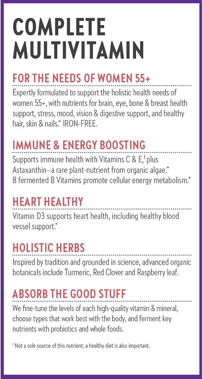 New Chapter Women’s Multivitamin 55+, Astaxanthin, B6, B12, D3, Vitamin C & Zinc, Immune, Heart, Cellular Energy, and Bone Support, Gentle on The Stomach, One Daily, Non-GMO, Gluten-Free, 48 Tablets