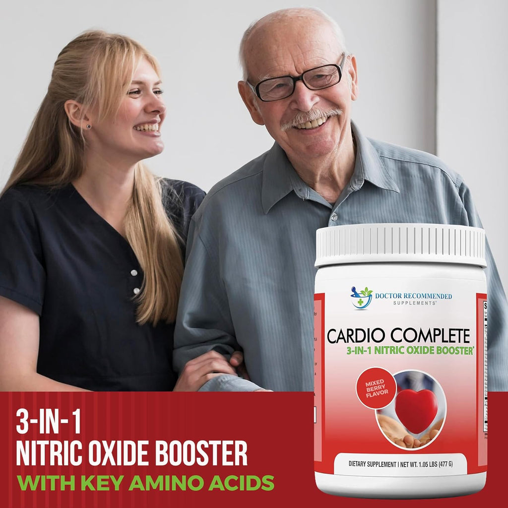 Cardio Complete - Heart Health Support Powder Supplement - 3-in-1 Nitric Oxide Booster with 5,000 L-Arginine, 1,000mg L-Citrulline, and Hawthorn Berry, 2 Pack