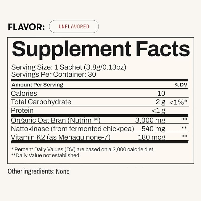 Toku Nattokinase 10,800 FU Supplement with Vitamin K2 MK7 & Oat Beta Glucan, Daily Circulation Support Powder, Plant-Based Drink Mix, Soy-Free, 30 Single-Serve Packets