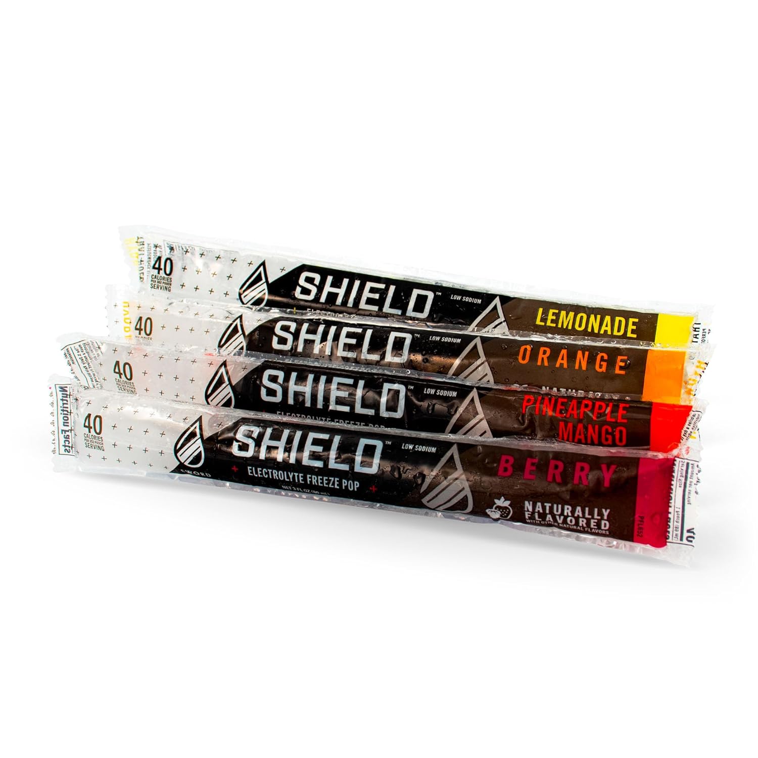 SHIELD Electrolyte Healthy Freeze Pops (3fl.oz) Variety of Natural Flavors from Real Fruit, Clear No Dyes No Artificial Sweeteners, Great Tasting Electrolyte Hydration (36 count)