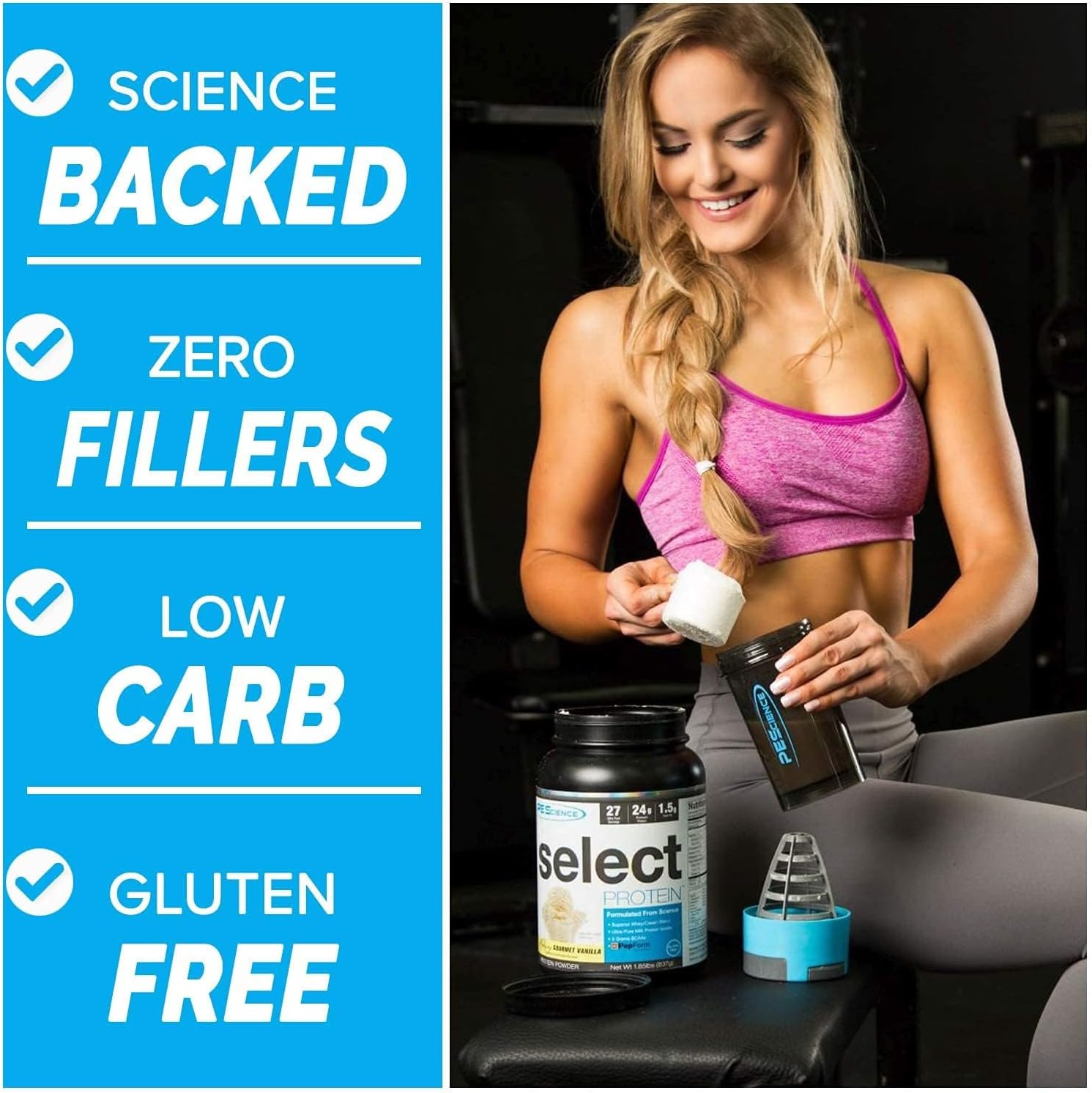 PEScience Select Protein Powder, Whey and Casein Blend, Clean Protein Powder for Women and Men, Low Calorie, Low Carb, Keto Friendly, Gluten Free, Cookies and Cream, 27 Servings