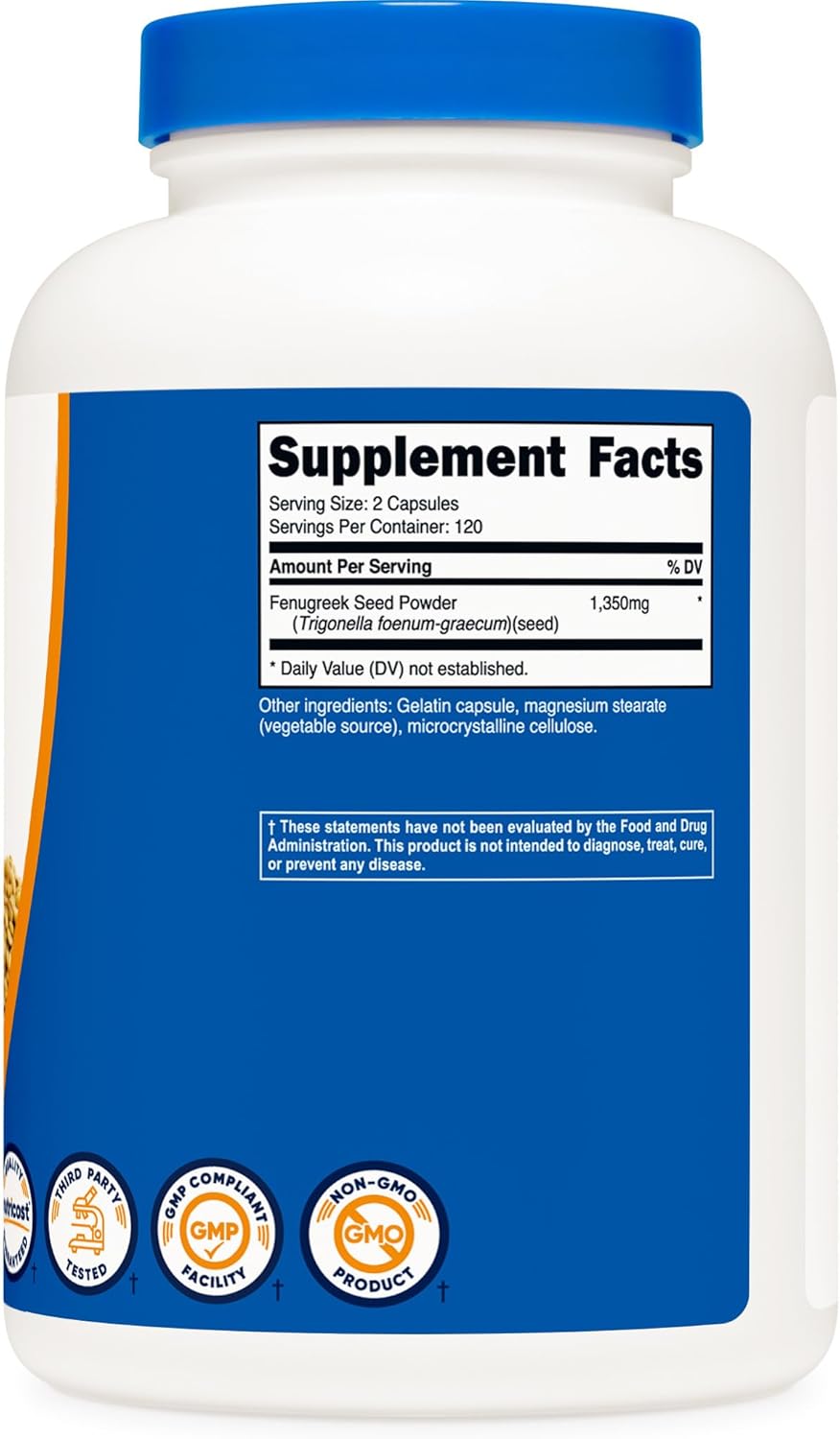 Nutricost Fenugreek Seed 1350mg, 240 Capsules (3 Bottles) - Gluten Free, Non-GMO