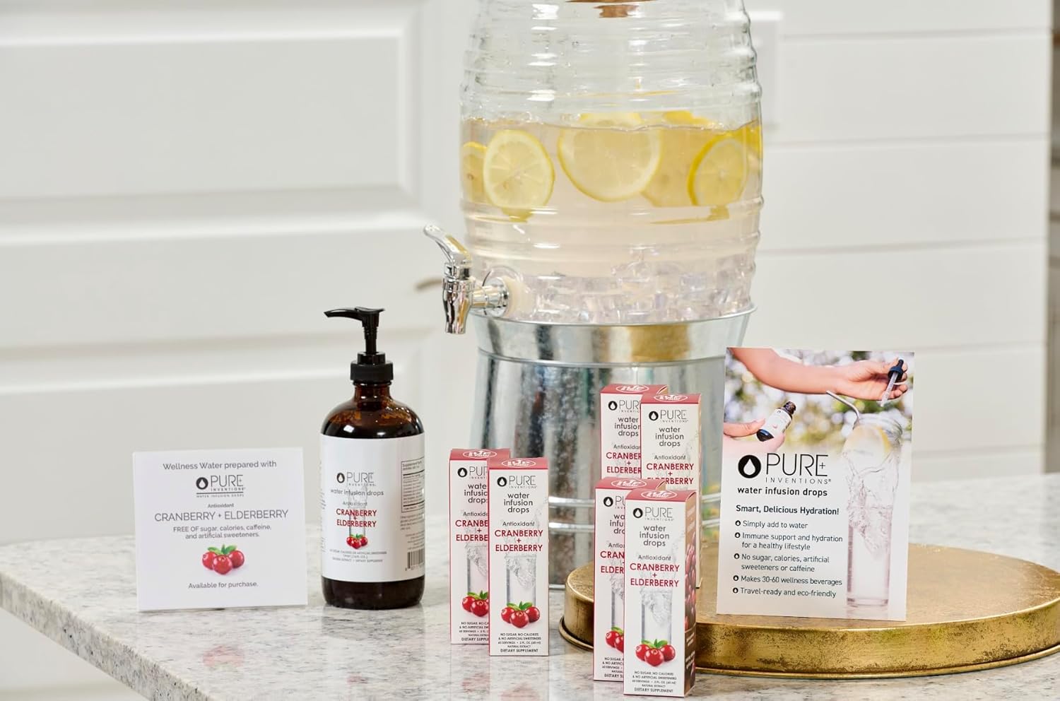 Pure Inventions - Cranberry & Elderberry Water Infusion Drops - Antioxidants & Electrolytes -Health & Wellness Drink -Immunity Support -Sugar Free, Zero Calorie, No Artificial Sweeteners -500 Servings