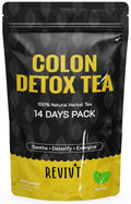 REVIVT Colon Detox Tea, All Natural Colon Cleanse Tea with Senna, Dandelion, Peppermint, Support Gut and Digestive Health for Women and Men, Non GMO, 14 Day Supply