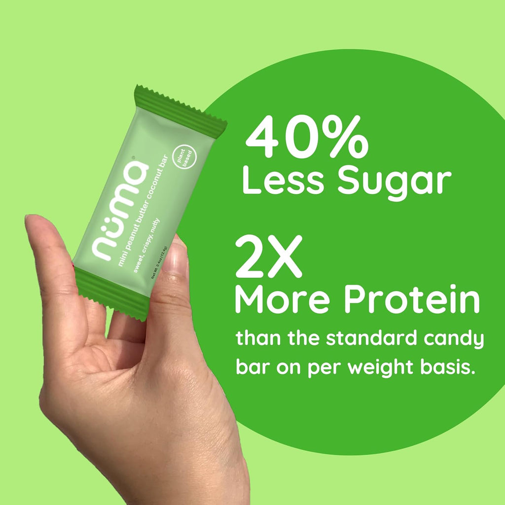 Numa Foods Mini Coconut Peanut Butter Bars – Vegan, Low Sugar, High Protein, All Natural, Gluten Free – Crunchy Plant Based Peanut Butter Snacks – 3 Bags with 8 Individually Wrapped Protein Bars