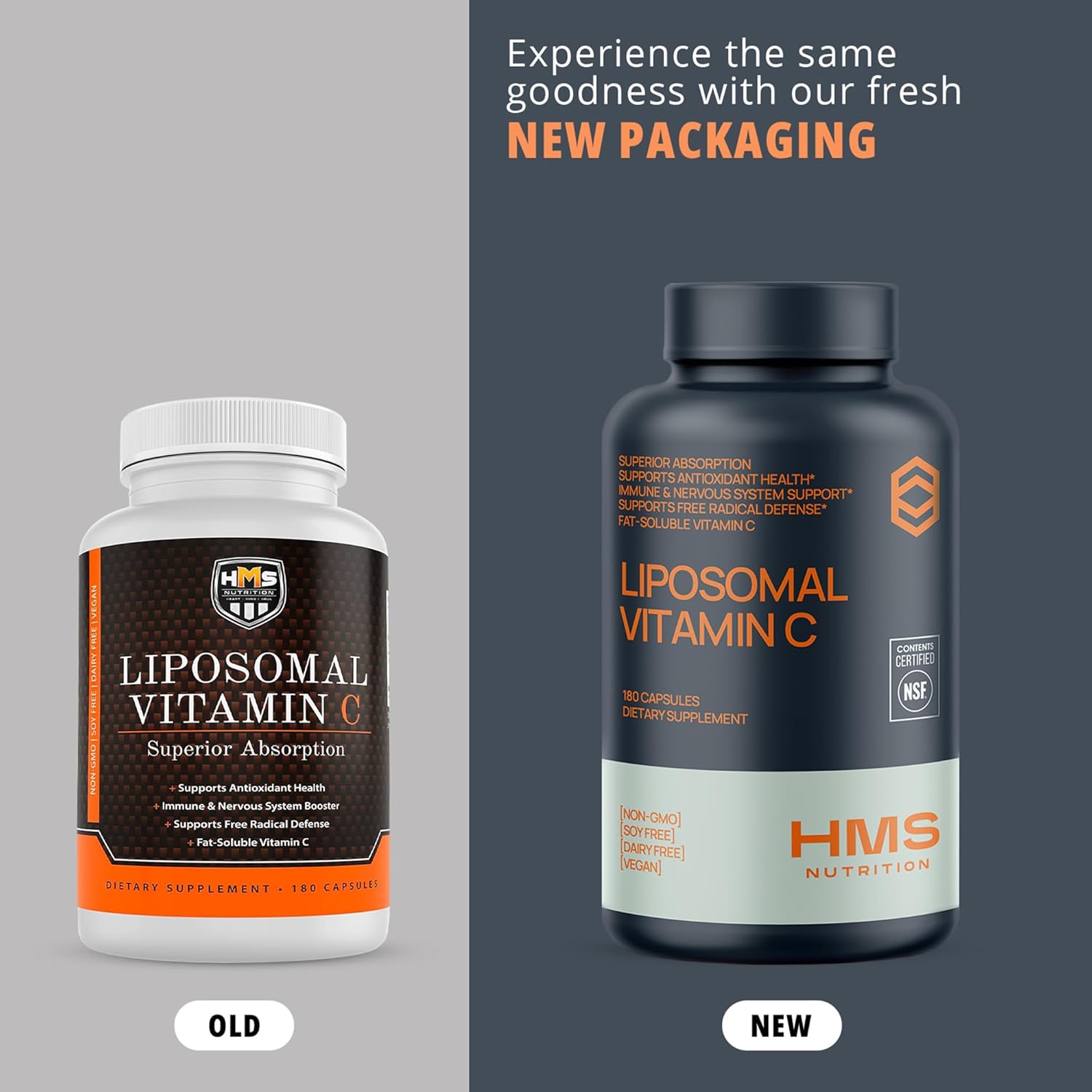 1600mg Liposomal Vitamin C, Fat Soluble VIT C, Higher Bioavailability Immune Support Supplement, Non-GMO Gluten Free NSF Certified Supplements, 180 Capsules