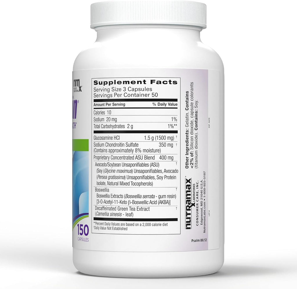 Nutramax Laboratories Cosamin® ASU Joint Health Supplement with Glucosamine, Chondroitin & ASU for Men’s & Women's Joint Health, 150 Capsules