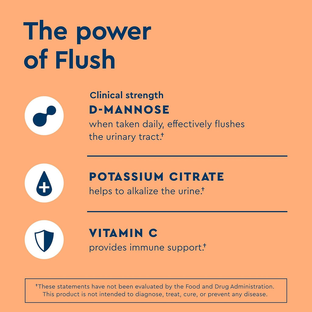 Uqora Flush - Urinary Tract* with D-Mannose, Vitamin C, Vitamin B6, Potassium, Magnesium & Calcium - Gluten-Free & Vegan - Pink Lemonade Flavor - 10 Packets (1 Pack)