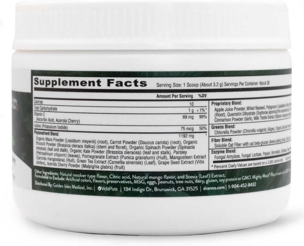 Mighty Maca Plus Mango by Dr. Anna Cabeca – Superfood Greens Powder for Daily Energy & Vitality – Sugar-Free, Vegan, Alkaline, 30-Day Supply