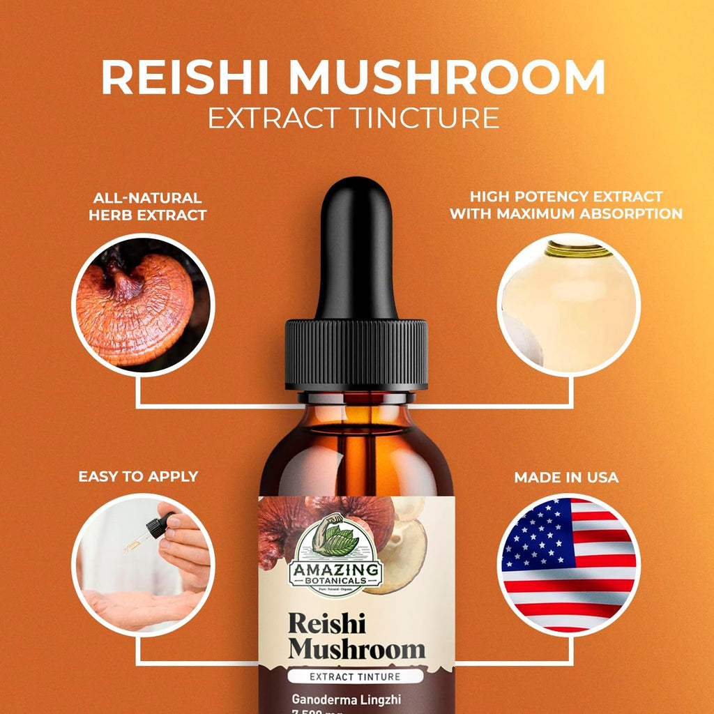 Reishi Mushroom Extract Tincture – 250mg per Serving – Dual Extract Liquid Supplement for Immune Function, Daily Wellness & Vitality – Vegan, Non-GMO, USA Made, Sugar & Alcohol-Free Drops – 1oz/30mL