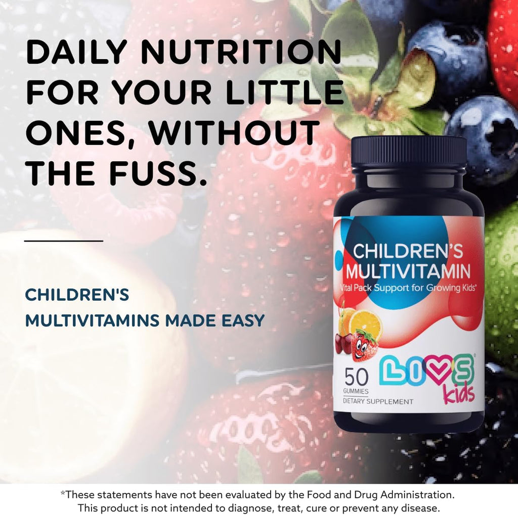 Children's Multivitamin Gummy - Kids Multivitamin Gummies with Vitamin D2, Omega 3, Zinc, Vitamin C, B12 & More | Gluten-Free, Non-GMO Supplements for Kids – Strawberry, Cherry & Org Taste, 50 Ct