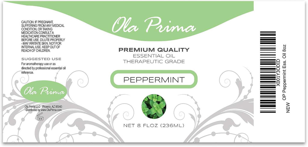 Ola Prima Therapeutic Grade Peppermint Essential Oil - 8 Fluid Ounces