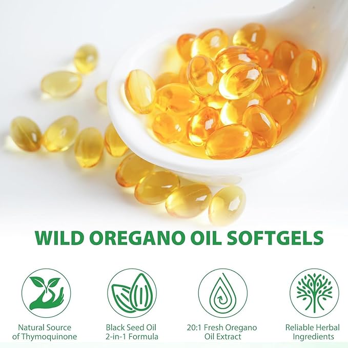 Oil of Oregano with Black Seed Oil,6000mg Oregano Oil Capsules,Non-GMO,Gluten Free,Antioxidant & Immune Support (2)