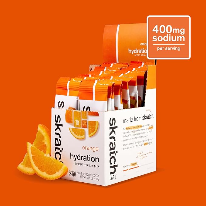 Skratch Labs Hydration Packets - Hydration Drink Mix, Orange (20ct) - Electrolyte Powder Packets Developed for Athletes and Sports Performance - Gluten Free, Vegan, Kosher