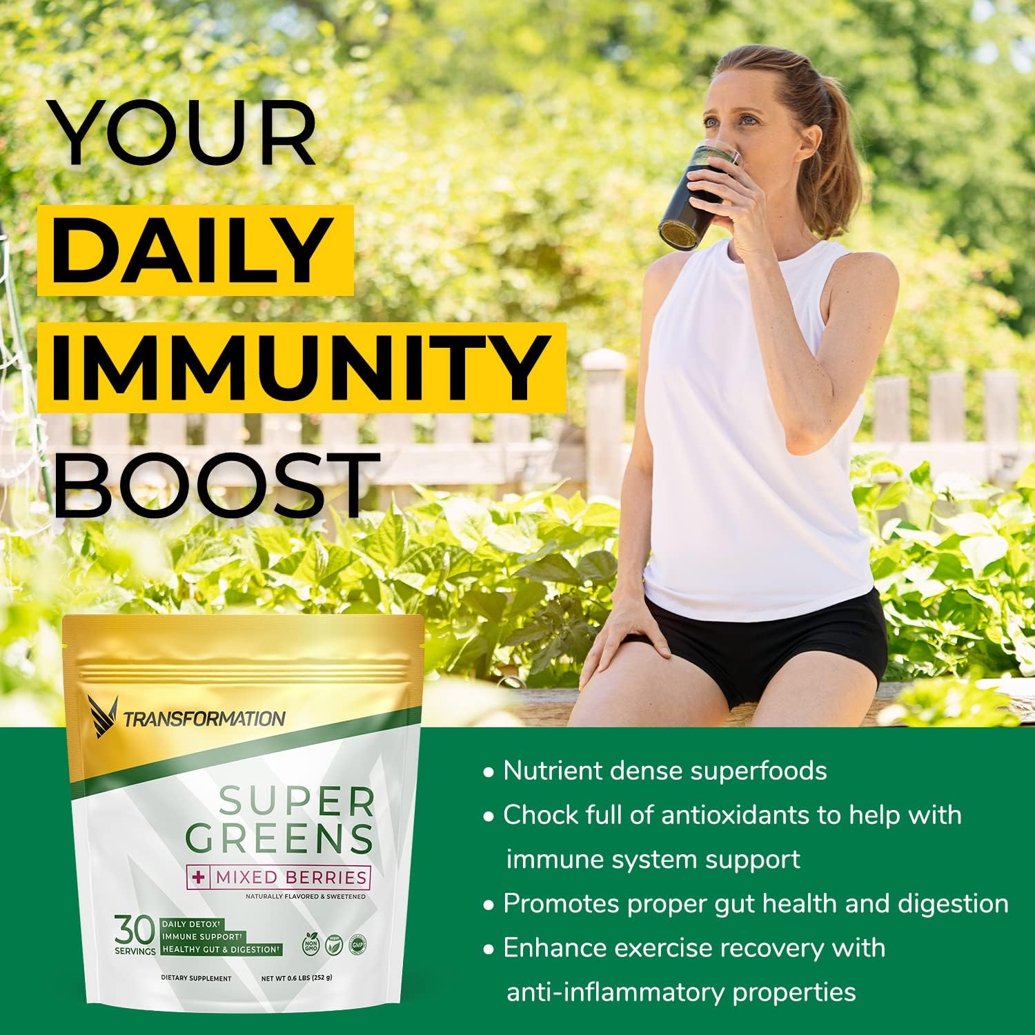 Transformation Vanilla Protein Powder, Super Greens Superfood Green Juice Powder and Performance Insulated Shaker Bottle