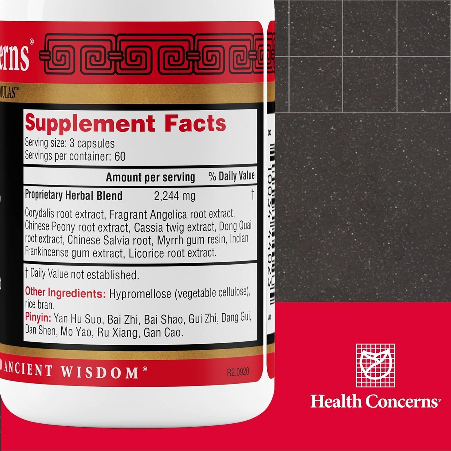 Health Concerns Channel Flow – Muscle Relaxation & Pain Support Supplement for Men & Women – Corydalis Root Extract – Chinese Herbal Formula for Headaches, Joint & Menstrual Discomfort – 180 Capsules