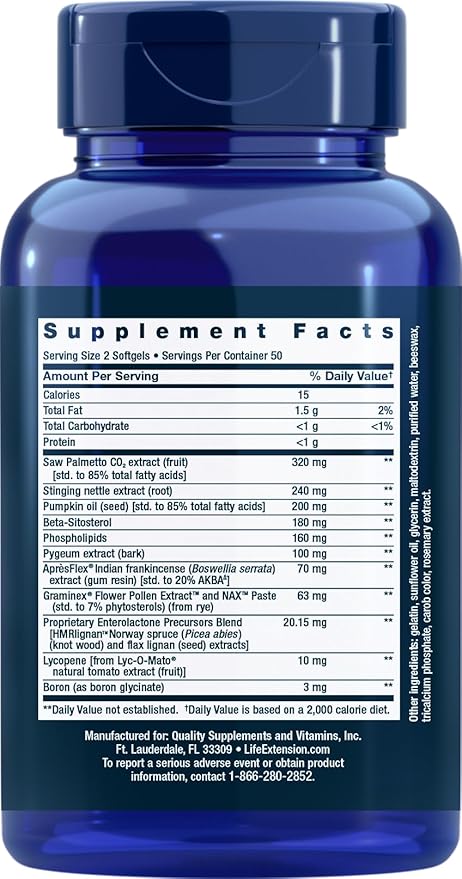 Life Extension Ultra Prostate Formula, 100 Softgels, Natural Supplement for Men