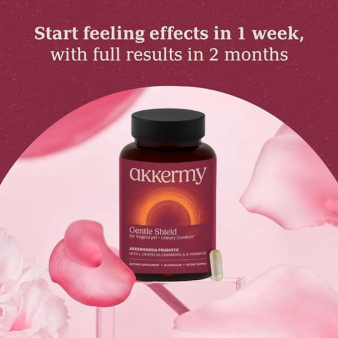 Gentle Shield Vaginal & Urinary Probiotic for Women with Akkermansia, L. Crispatus, Cranberry, & D-Mannose - Supports Vaginal pH Balance, Urinary Comfort & Flora Defense - 60 Day Supply | Made in USA