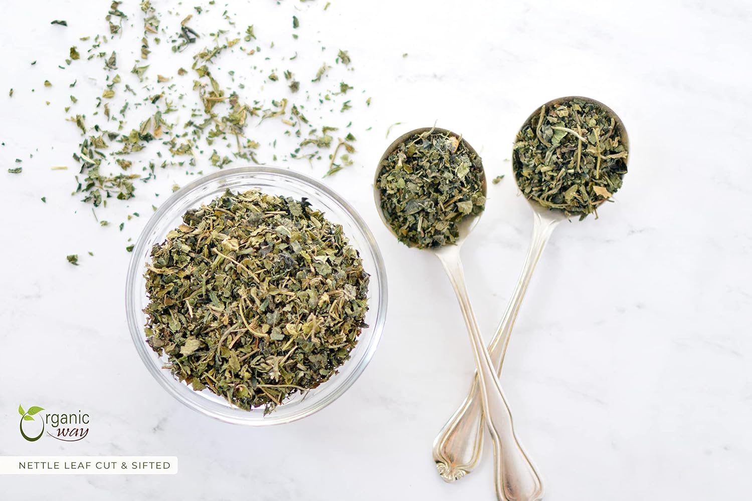 Organic Way Stinging Nettle Leaf Cut & Sifted (Urtica dioica) - Herbal Tea | European Wild-Harvest | Kosher Certified | Vegan, Non GMO & Gluten Free | USDA Certified | Origin - Albania (8 Oz)