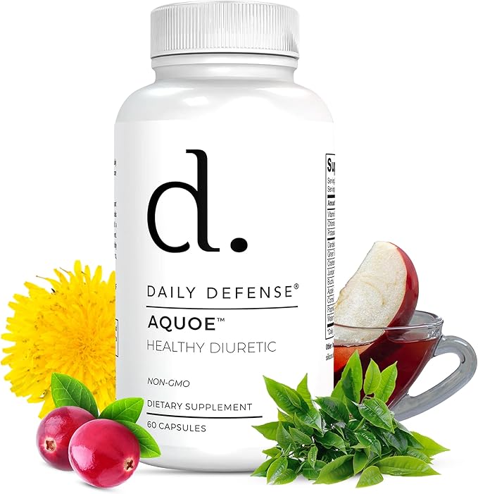 Diuretic Pills - Cranberry Pills with Green Tea, Dandelion, Apple Cider Vinegar & More - AQUOE Water Away Pills for Bloating & Fitness - Water Pills by Daily Defense, 60 Capsules