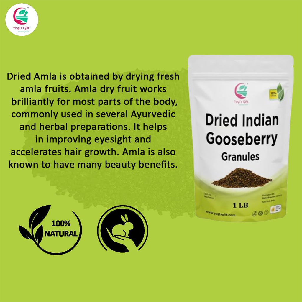 Dried Amla/Gooseberry Cut & Sifted 1 LB | Rich in Vitamin C, Fibre | Phyllanthus emblica | by Yogi's Gift®