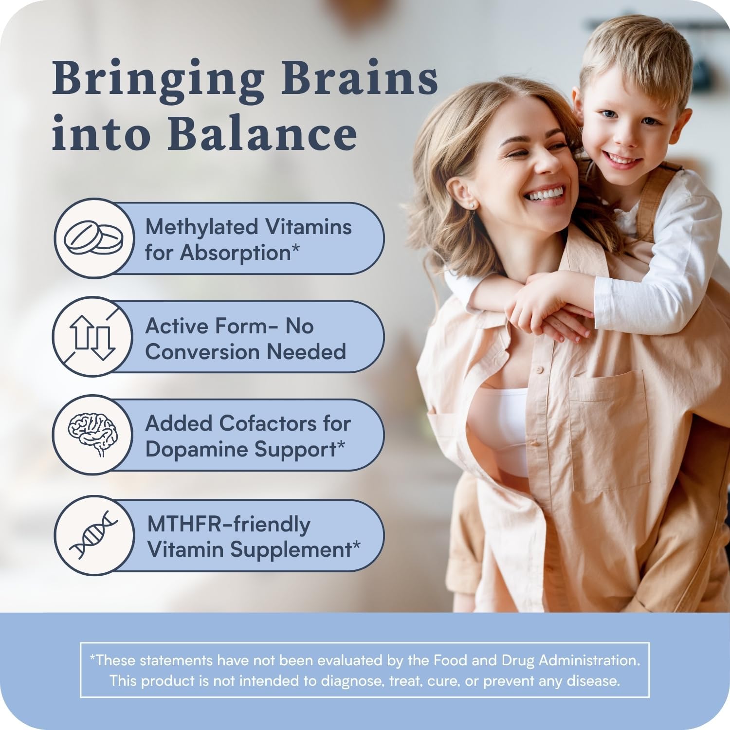 Brain Supplement for Focus, Attention, Mood | Complete Vitamin B Complex | Brain Health | Methylated Multivitamin w/L-Methylfolate (5-MTHF), Cofactors Methyl-B12 & P5P | MTHFR Supplement