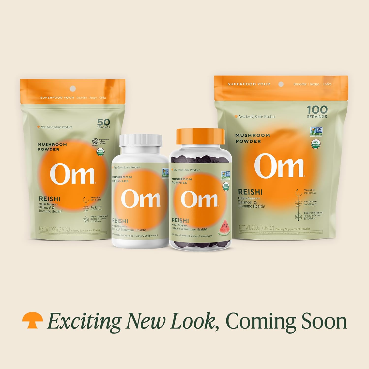 OM MUSHROOM SUPERFOOD Reishi Mushroom Capsules Superfood Supplement, 90 Count, 30 Days, Organic Adaptogen for Stress Relief and Immune Health