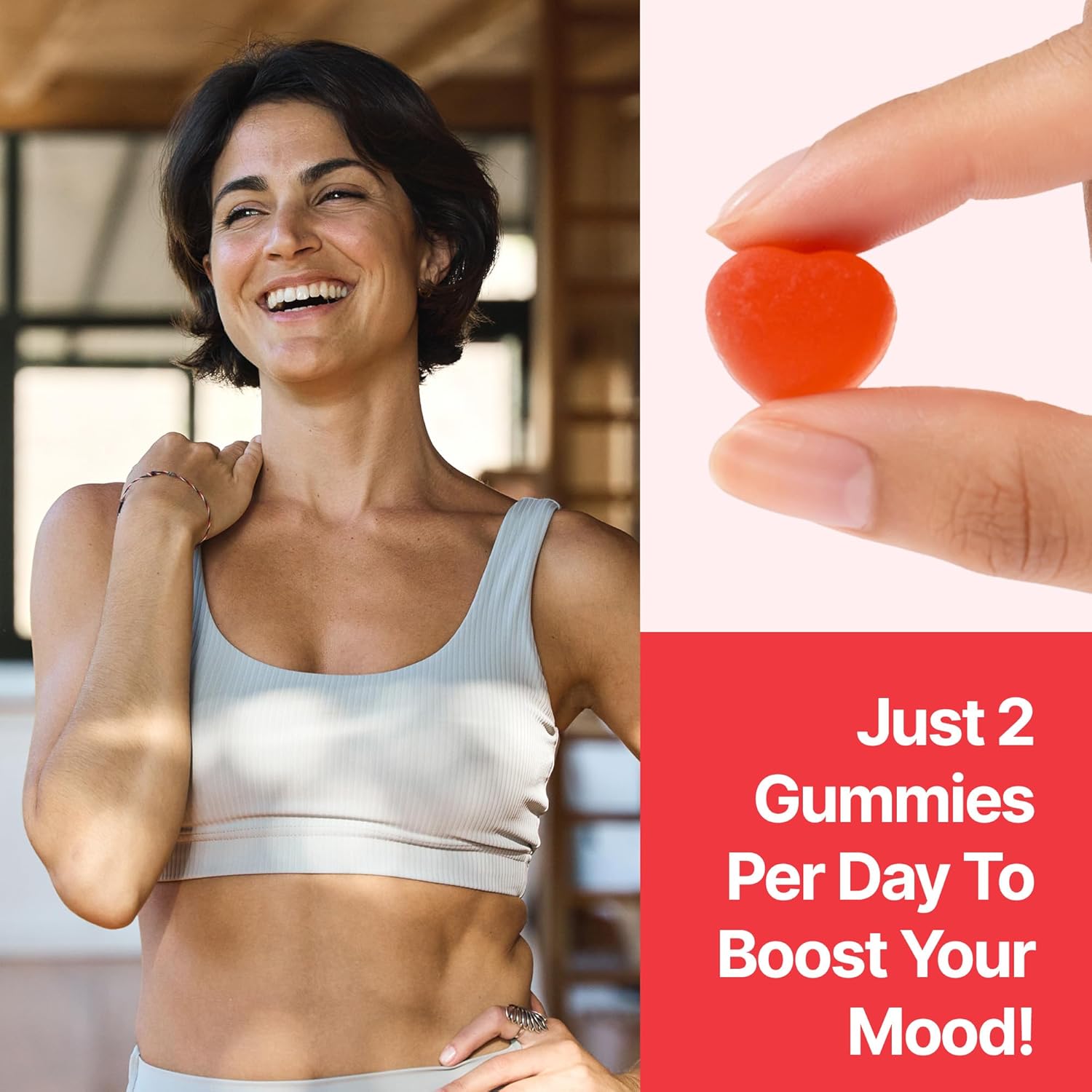 Mood Boost Gummies with 5-HTP, Ashwagandha, Magnesium Glycinate & L-Theanine – 60 Count – Stress Relief & Calm Chewables for Adults – Natural Mood Support Supplement for Relaxation Balance