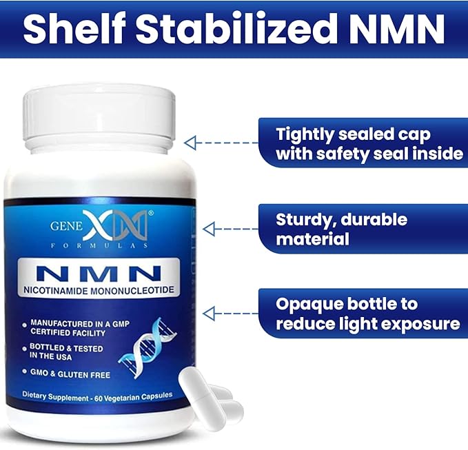 Genex Formulas NMN Supplement 250mg (3 Pack) - 99% Pure Shelf Stabilized Capsules for Increasing NAD Levels, DNA Repair, & Healthy Aging, GMP Certified, 90 Day Supply