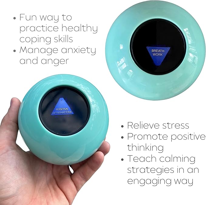 The Calm Ball – Therapist-Designed Coping Skills Magic 8 Ball with 20 Calming Strategies & Guidebook – Emotional Regulation Tool & Mental Health Gift for Teens, Adults, Therapists & Classrooms