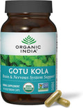 ORGANIC INDIA Gotu Kola Herbal Supplement - Adaptogen for Brain & Nervous System Support, Vegan, Gluten-Free, Kosher, USDA Certified Organic, Non-GMO, Calming, Mental Clarity - 90 Capsules