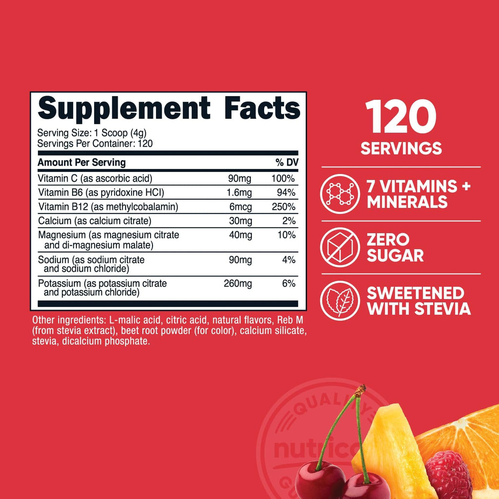 Nutricost Electrolyte Complex Powder (120 Servings, Fruit Punch) - Hydration Supplement Drink Mix with Vitamins and Minerals