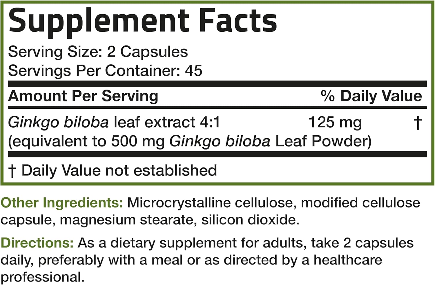 Bronson Ginkgo Biloba Extra Strength Supports Brain Function & Memory, 90 Vegetarian Capsules