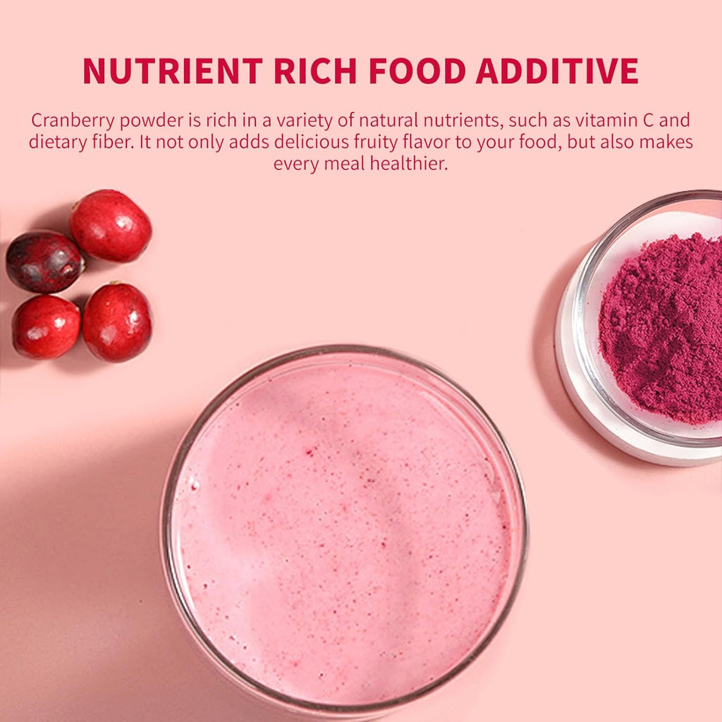 Cranberry Powder, 6.34OZ/180G Freeze Dried Cranberries Powder, Fruit Powder, No Sugar, No Additives, for Baking, Smoothies, Juices, Cocktails, Tea, Yogurt, Oatmeal