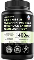 Milk Thistle Supplement w/ NAC, Artichoke & Dandelion – Liver Support Supplement & Gallbladder Supplements in One – Liver Detox – Milk Thistle & Liver Care Supplements – 90 Vegan Capsules, Pack of 1