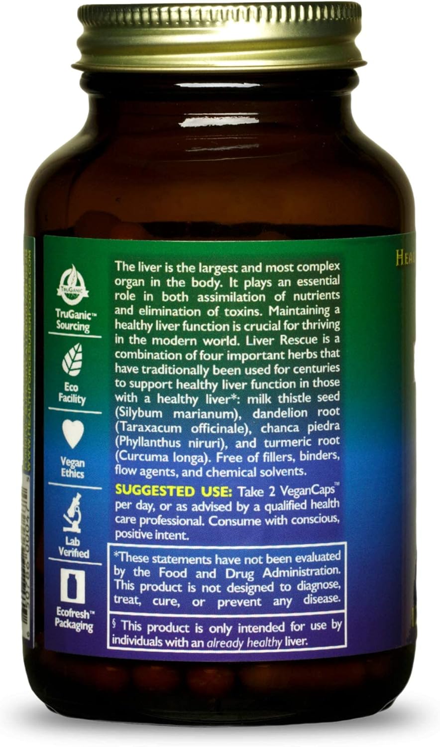 HealthForce SuperFoods Liver Rescue - Natural Liver Cleanse - with Milk Thistle & Dandelion Root - Gluten-Free & Vegan - 120 Capsules