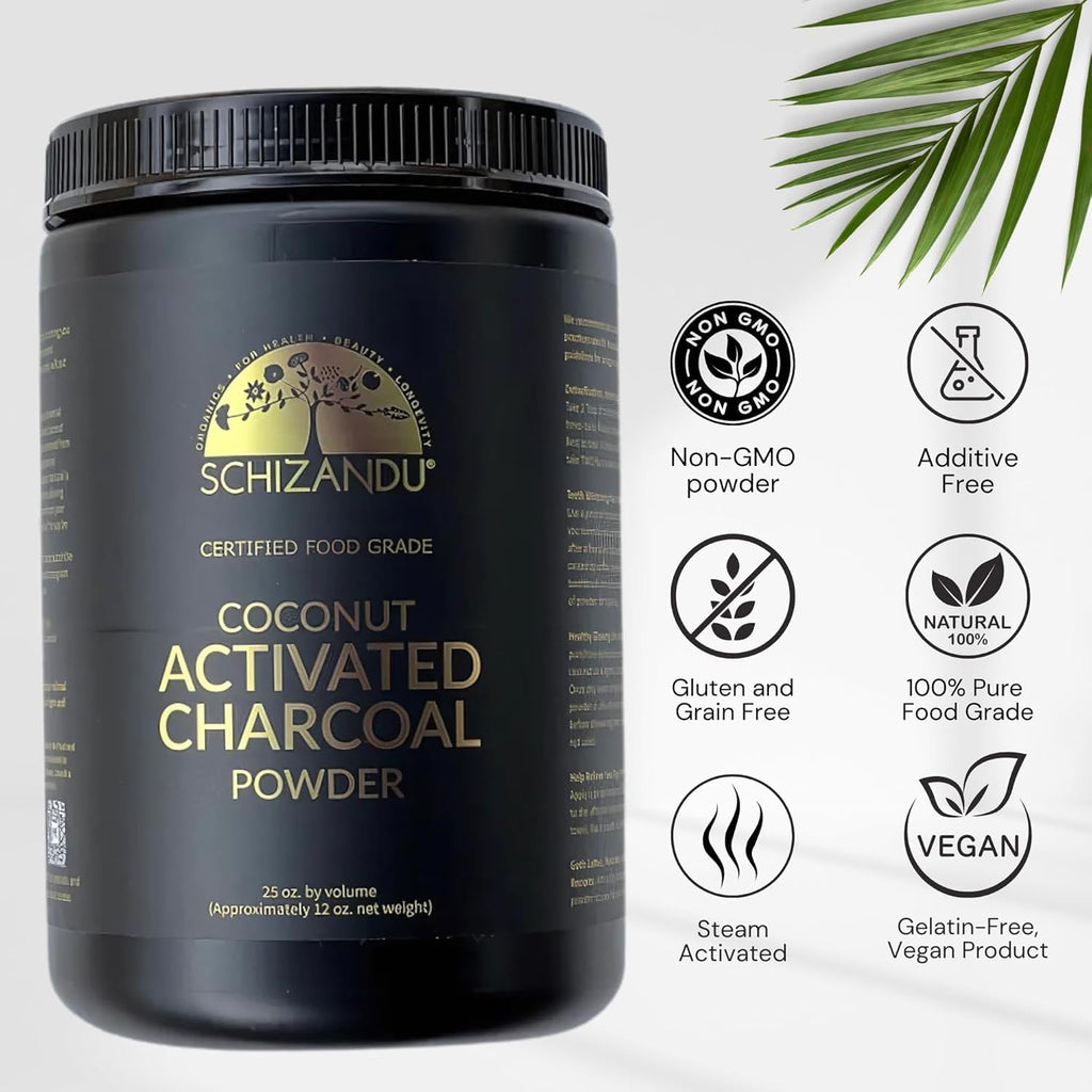 Organic Charcoal Powder Activated Charcoal Natural, Vegan, Organic, GMO Free - Large Bottle 25 oz Powder - 2pack