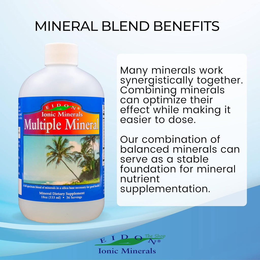 Eidon Ionic Minerals Multiple Minerals Supplement - Ionic Trace Mineral Drops for Water, Natural Liquid Vitamins to Support Heart Health and Hydration, No Additives or Preservatives - 18 oz